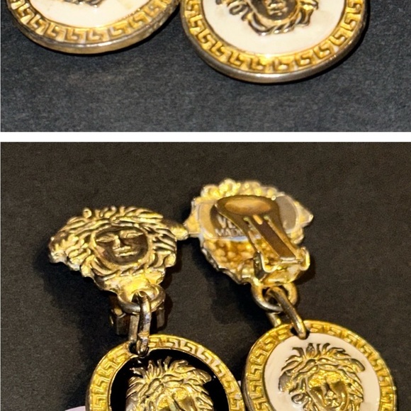 Versace: 'The Wolf Of Wall Street' Gold Earrings - Picture 3 of 7